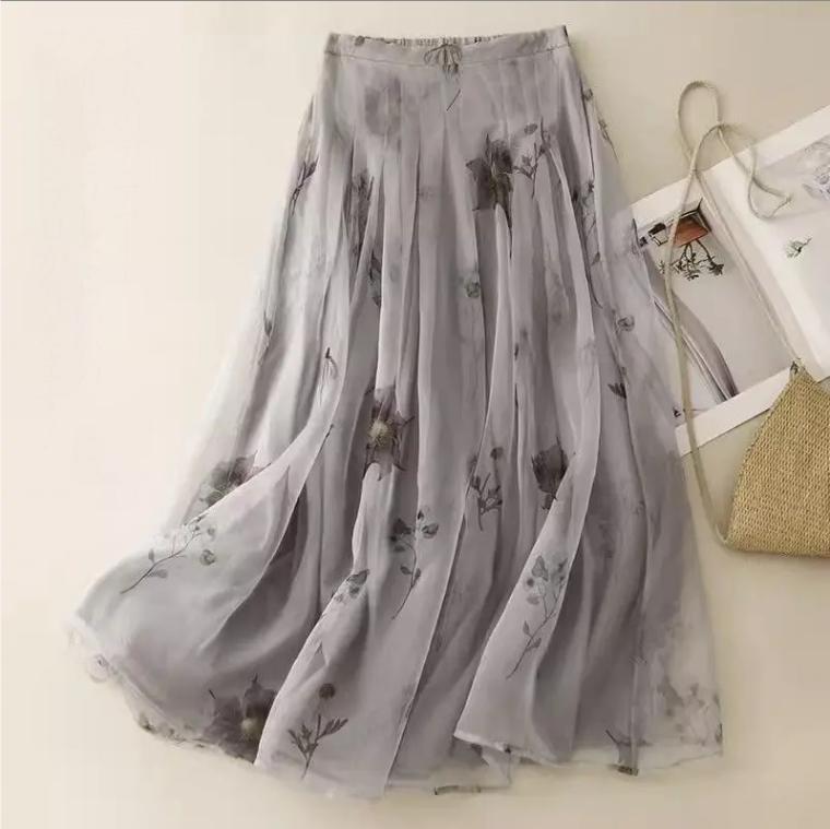 Cotton Linen Summer Skirt For Women In Summer Thin Double Layered Ramie High Waist Slimming Retro Zen Style Skirt Faldas