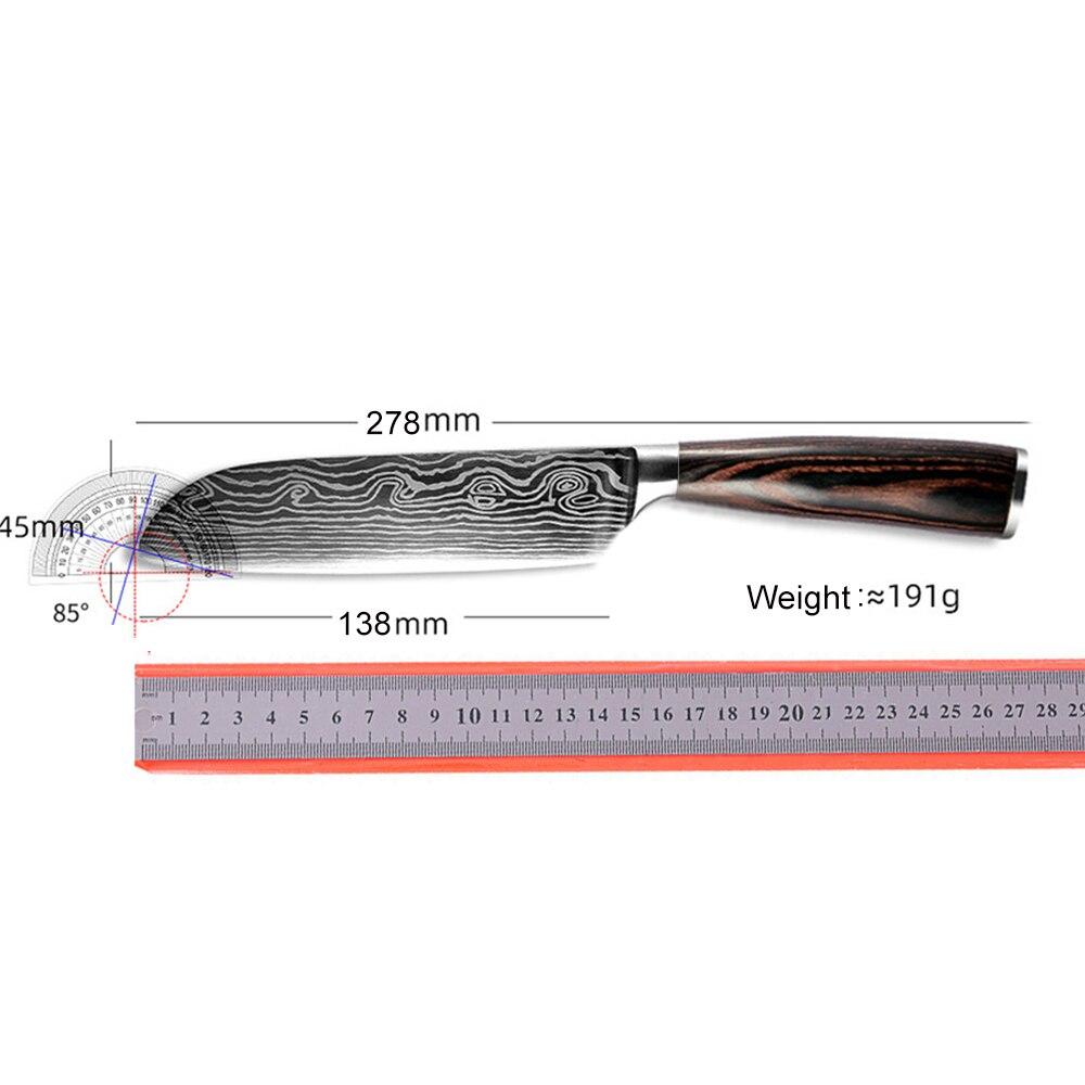 Santoku-Küchenmesser aus Kohlenstoffstahl für Zuhause, Restaurant, rasiermesserscharf, japanischer Koch, ergonomischer Griff