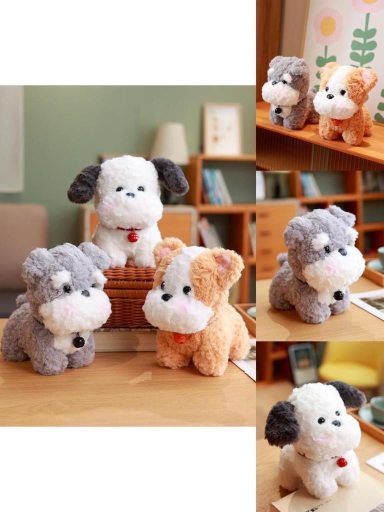 Cute Puppy Plush Toy Realistic Dog Design Soft Short Fur For Kids Birthday Gift