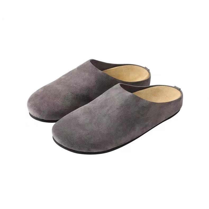Women's Slippers Closed Toe Round Toe Suede Clogs Sandals Autumn New Retro Solid Color Flat Bottom Women's Mules Shoes