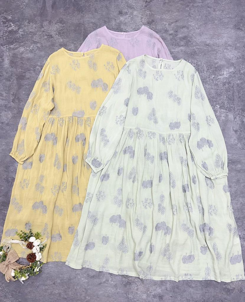 Johnature Japońska haftowana sukienka trójkolorowa luźna wiosna lato haftowana cienka swobodne sukienki damskie