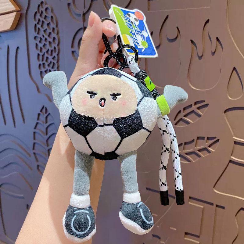 Cute Plush Soccer Ball Keychain Cartoon Football Pendant Bag Car Charm Accessory Creative Small Gift
