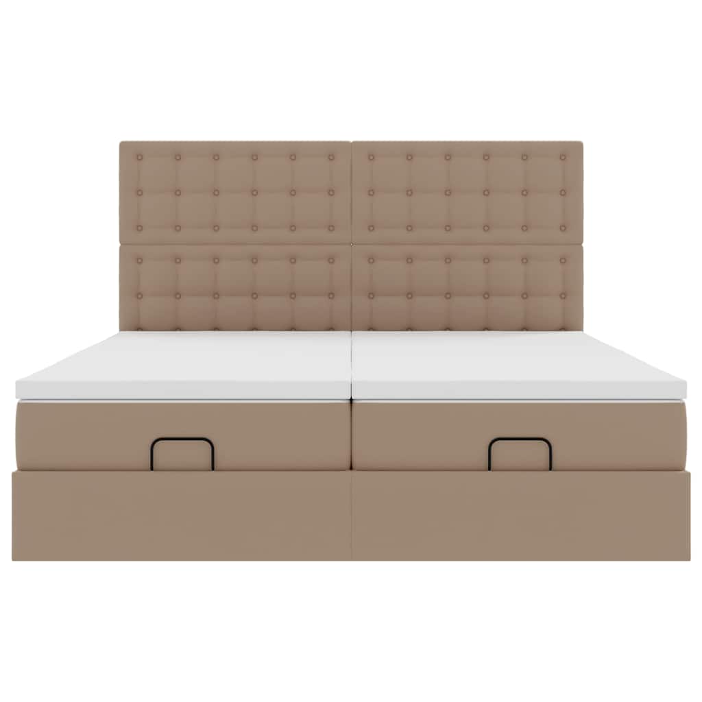 Ottoman Bed with Mattresses Cappuccino 180x200 Cm Faux Leather