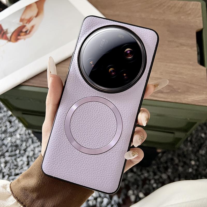 Pro pouzdro Xiaomi 15 Ultra Kompatibilní s MagSafe PU kůže+TPU Zadní kryt telefonu