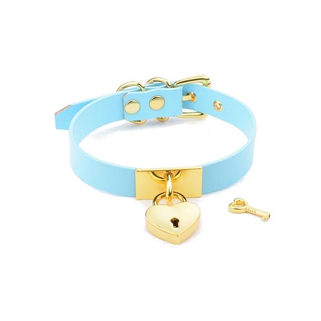 Leather Collar Locket Love Heart Harajuku  Sub Slave Punk Choker Collars & Leashes