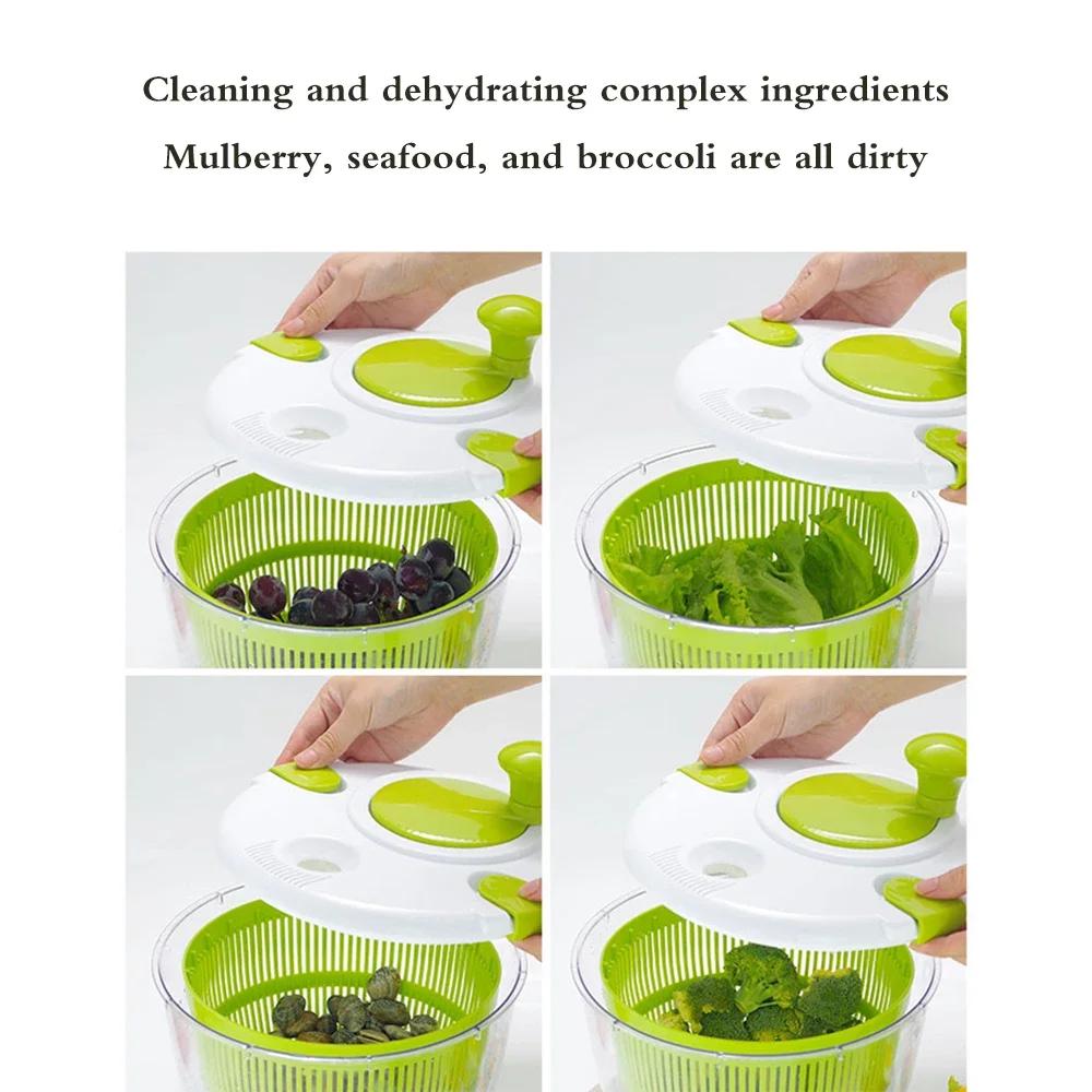 Newest Hot Wash And Spin - Dry Salad Spinner, Large Dryer, New Bowls, Green Vegetable Dehydrator