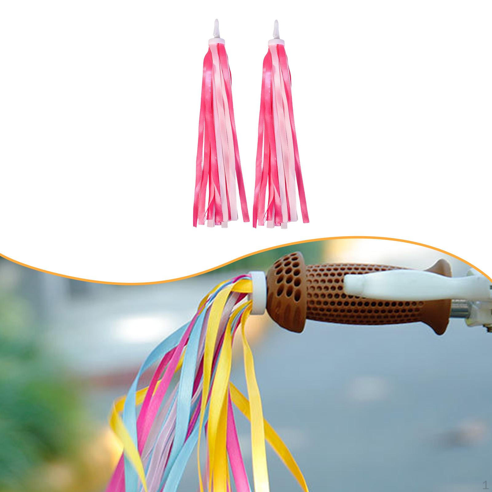 

2 Pieces Bike Handlebar Streamers Grip Ribbons Outdoor Cycling Universal Decorative Children розовый