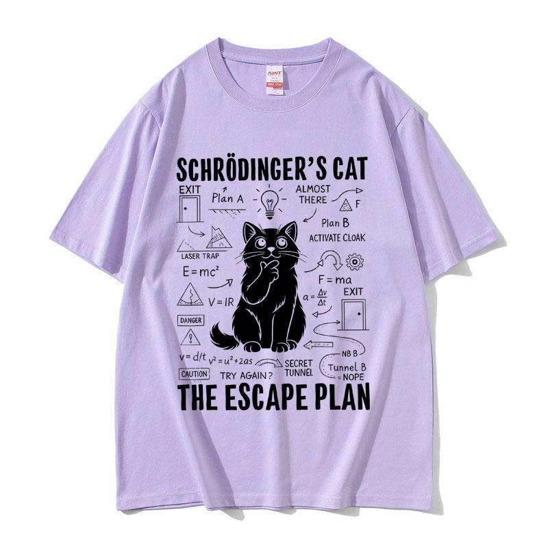 Schrodinger Cat Lovers Funny Meme Tshirt Summer Unisex Women Casual Cotton Vintage Streetwear Unisex Oversized Short Sleeve Tees