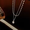 2-Piece French Vintage Folded Pearl Water Drop Double Necklace Elegant ins Versatile Necklace