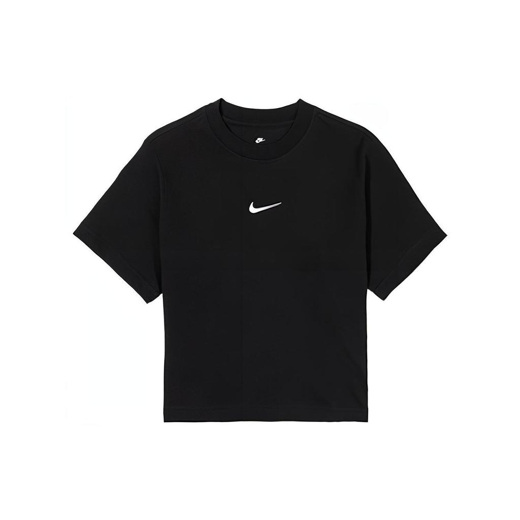 Nike Sportovní oblečení Logo Vyšívané Volný střih Sportovní Tričko s krátkým rukávem Dětské Top Černé DH5750-010