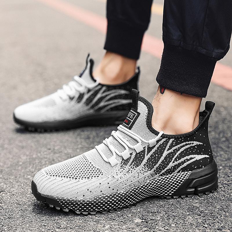 Large Size Sports Shoes Men's Shoes Fashion Lightweight Running Shoes Men's Flying Weaving Foreign Trade Sports Trendy Shoes Women