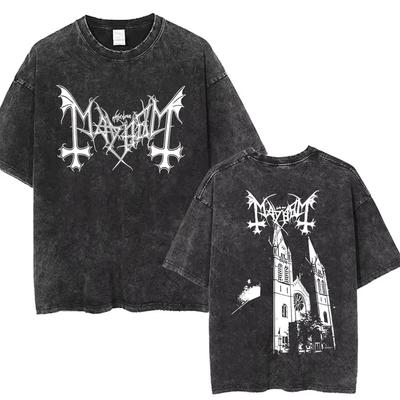 Nejlepší Slavný Mayhem Deathcrush Vintage Prané Tričko Pánské Dámské Klasické Death Black Metal Rocková Kapela Trička Streetwear