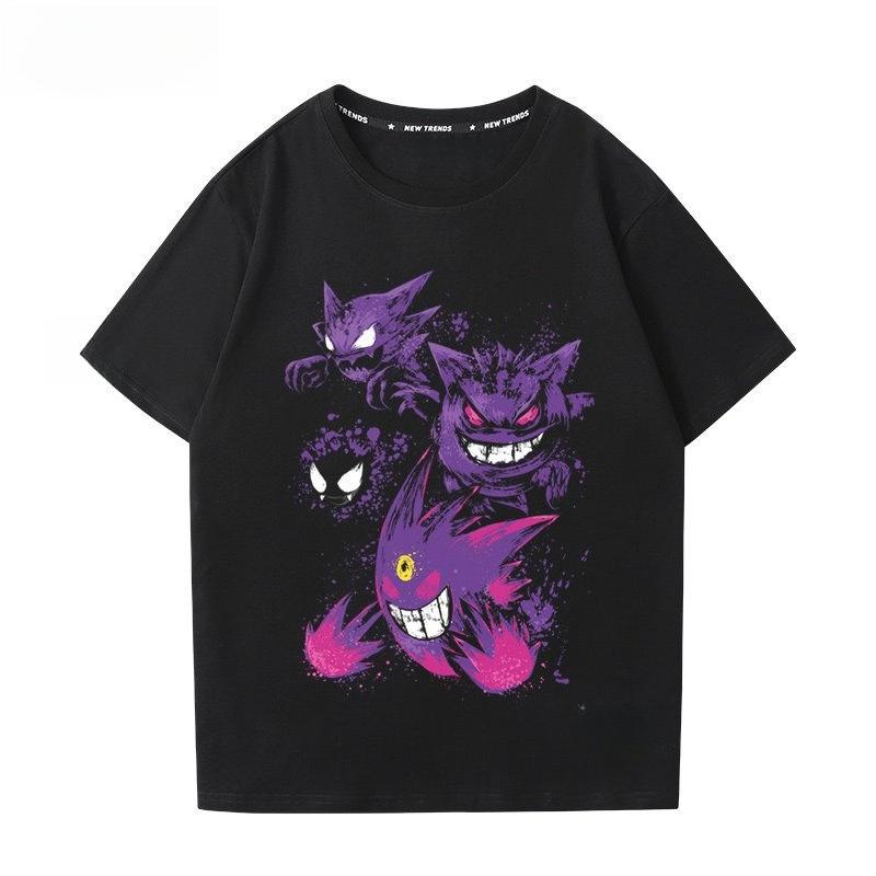 T-shirt με Εκτύπωση Pokémon Gengar 100% Βαμβακερό Ανδρικό Καλοκαιρινή Μόδα 2026 Oversize Street Casual Y2K Μπλούζες Ρούχα Streetwear