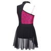 Robe de danse lyrique à paillettes brillantes pour filles, tenue de Ballet, gymnastique, sans manches, épaules dénudées, justaucorps