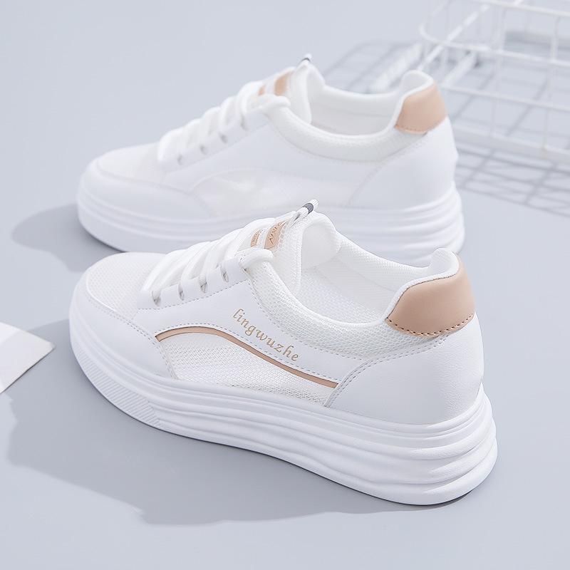 1752 Damen Weiße Sommer-Sneakers, Vielseitiger Dicksohlen-Hot-Style 2022 mit Mesh-Design zur Innenhöherlegung