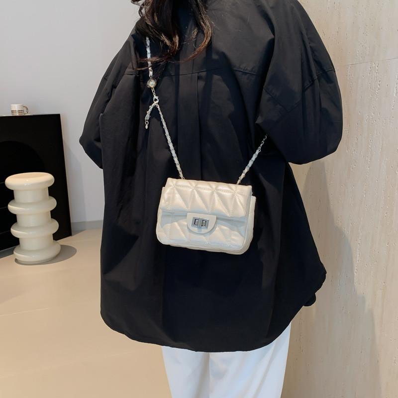 Trendy Black White Pink Silver Pu Small Square Shoulder Bag For Stylish Women