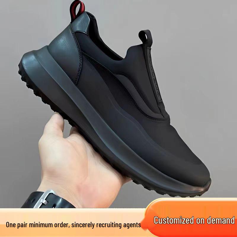 

Мужские легкие весенние кроссовки для бега: Корейский стиль, Дышащие, Мягкая подошва, Слипоны, Повседневные кроссовки на толстой подошве 45 чёрный