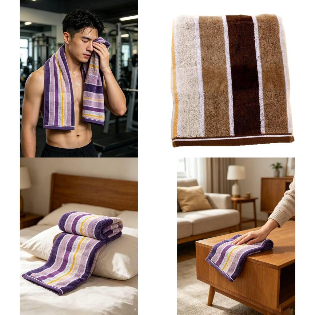 Cotton Striped Face Towel With Absorbent Thickened Fabric For Home Use Adults