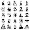Black & White Japanese Manga Stickers - 50 Sheets for Notebooks, Phones, Waterproof Children's Creative Decoration