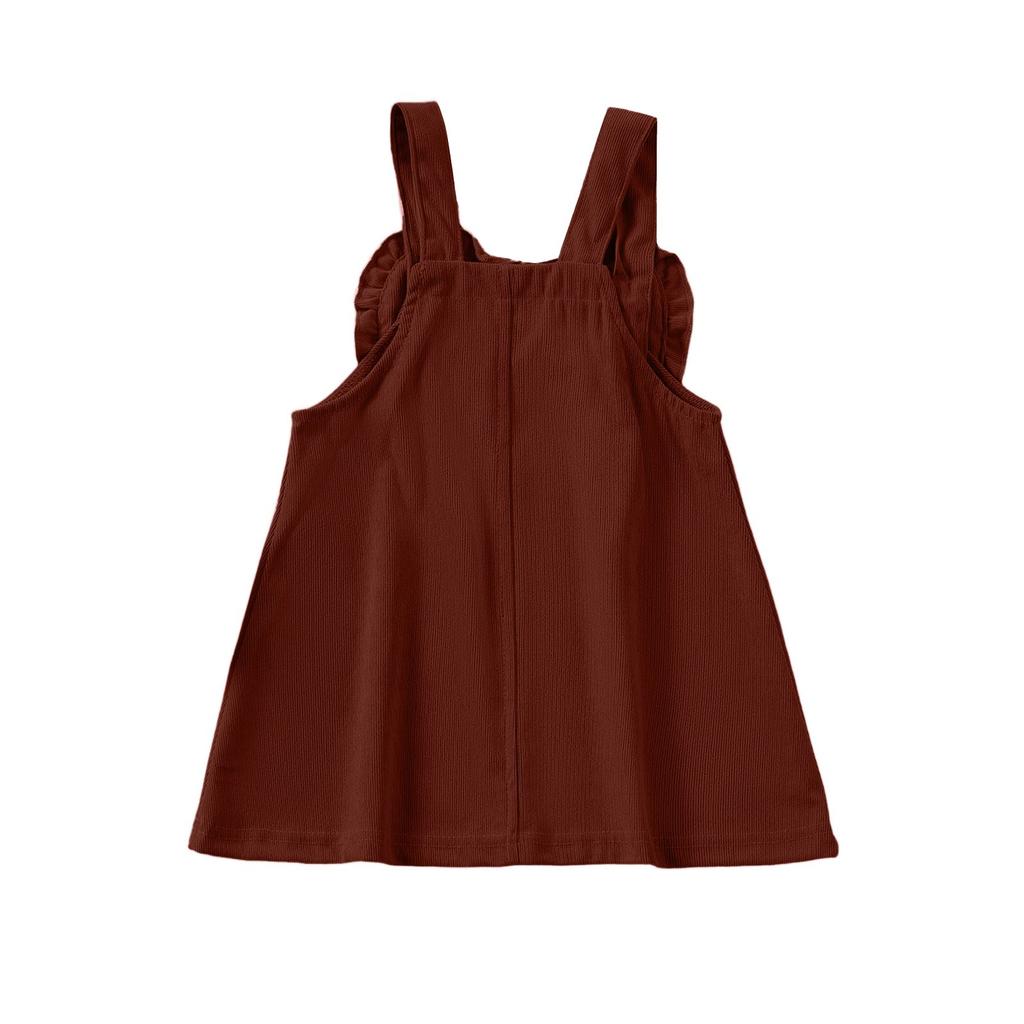 Mädchen Blumen Ärmelloses Kleid - Rüschensaum Prinzessin Sommerkleid