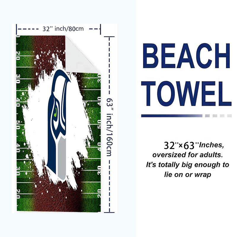 Seattle Seahawks Logo Print Beach Towel, Large Soft Quick Dry Towel for Beach Camping Swimming