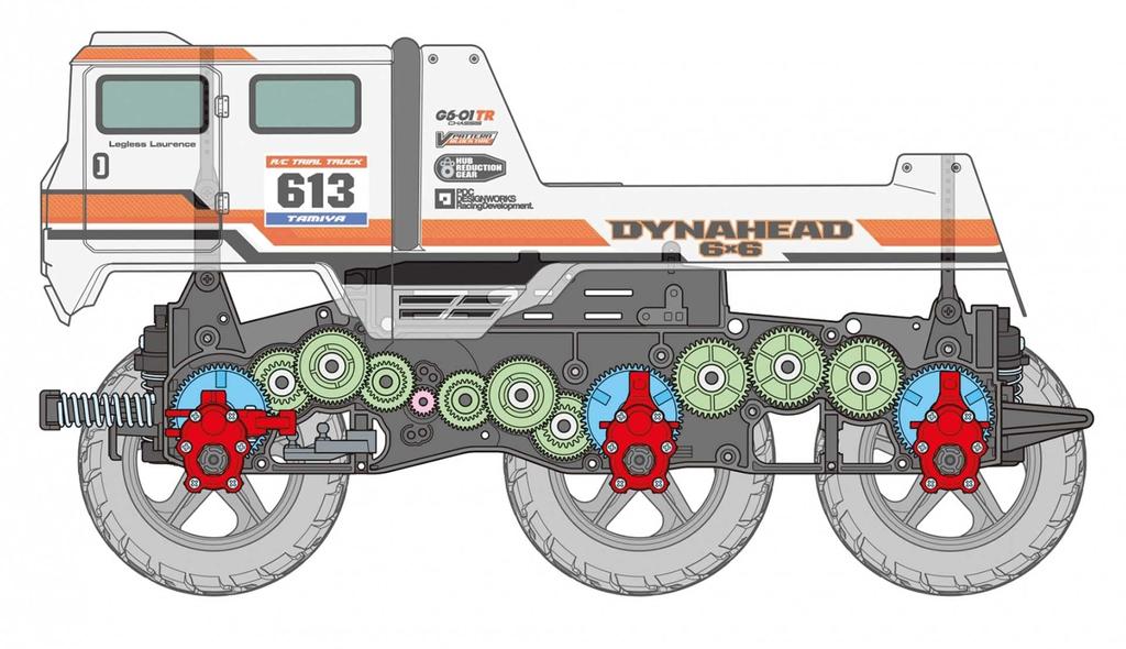 Tamiya 1/18 Scale Electric RC Car Series No. 660 Dynahead 6x6 (G6-01TR Chassis) Off-Road Model 58660