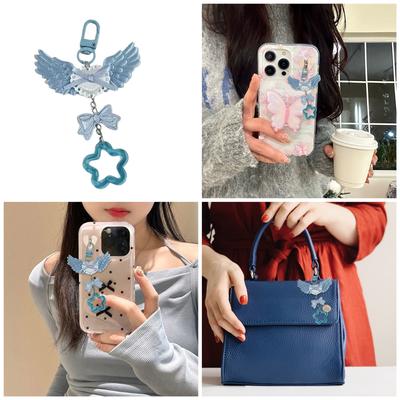 Cute Bowknot Star Bear Keychain Pendant Lovely Hanging Decorations Keyring Charm for Purse Bag Backpack Handbag