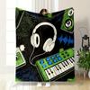 Black Background Music Elements Print Blanket Warm Soft Fluffy Kids and Adults Sofa Bed Throw Blanket Outdoor Travel Camping