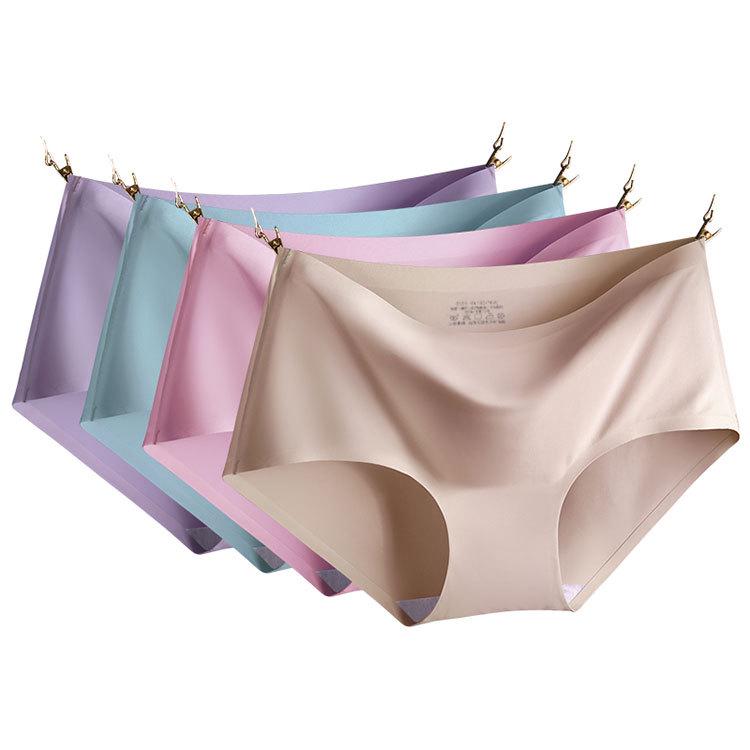 Plus Size Mid-Waist Ice Silk Triangle Briefs for Women