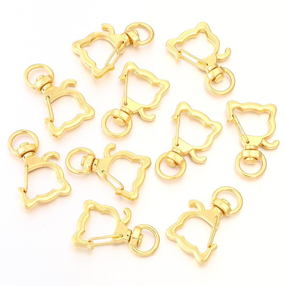 10Pcs/pack Lobster Clasps Hooks Star Blossom Heart Cat Moon Keychain Lobster for Charms Key Ring Clasp Jewelry Making Accessorie