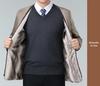 Winter Mid-length Business Coat for Middle-aged Men with Warm Mink Velvet Lining