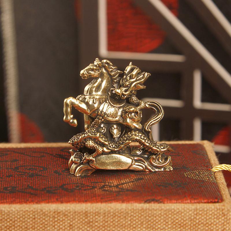 1 Stück Messing Pferdefigur 2026 Jahr des Pferdes Feng Shui Schreibtischdekoration Kind reitet Home Office Miniatur Geschenk