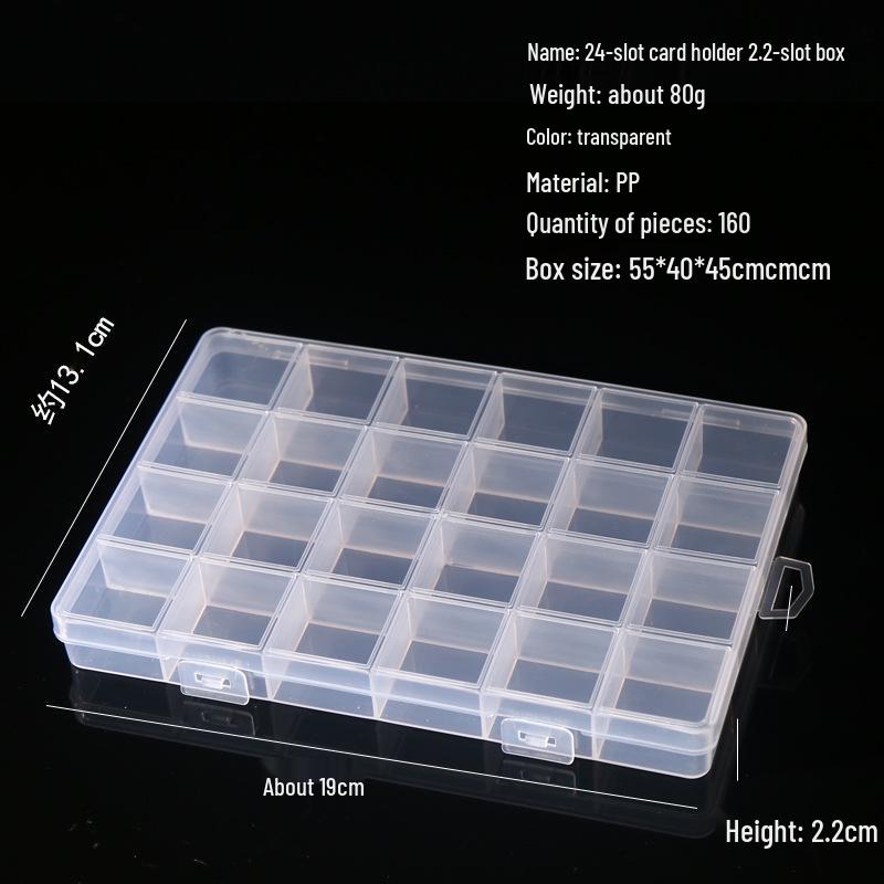 Transparent Storage Box for Electronics, Jewelry, Tools, Plastic Parts, and Fishing Tackle with Large Fixed Grids