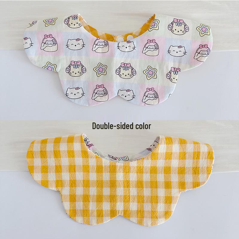 Korean Style Double-Sided Gauze Baby Drool Bib - Newborn Petal Design, Breathable