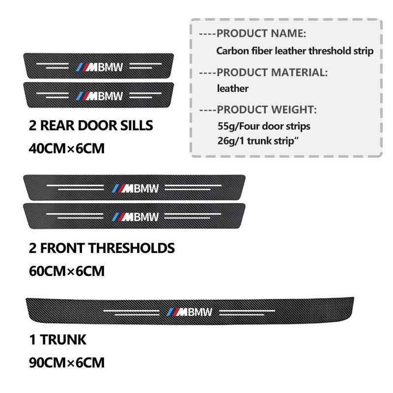 For BMW Car Door Sill Scuff Plate Decor Carbon Fiber Stickers M Performance Alpina M3 M5 M6 X1 X3 X4 X5 G20
