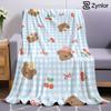 Gingham Bear Cherry Bow Ultra Soft Sherpa Fleece Blanket Fluffy Warm Halloween Cozy Throw for Sofa Couch Bedroom Gift All Season