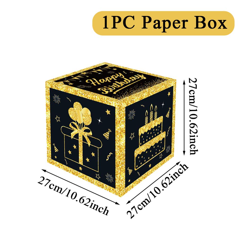 Black Gold Birthday Number Box Happy DIY 0-9 Birthday Party Decoration Kids Adults Birthday Party 18 30 40 50 Anniversary Decor