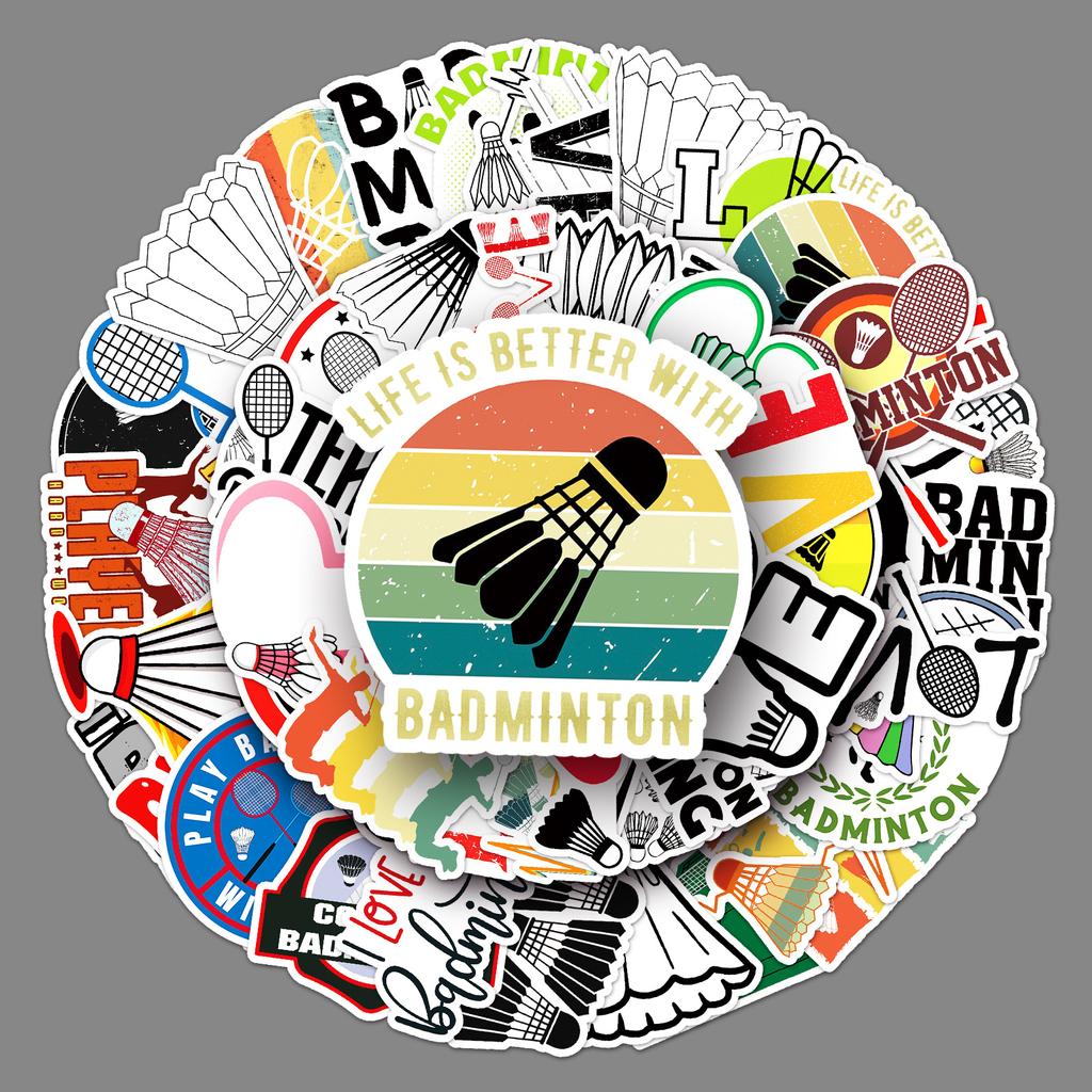 50 Badminton Doodle Cartoon Sports DIY Skateboard Mobile Phone Case Suitcase Sticker Waterproof