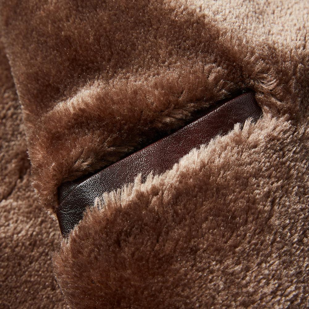 Men's Plus-Size European and American Style Fleece-Lined PU Leather Jacket - One-Piece Fur Design for Winter