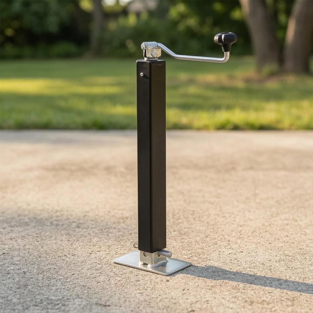 Weldable Trailer Jack Manual Support Leg with Base Plate Heavy-Duty
