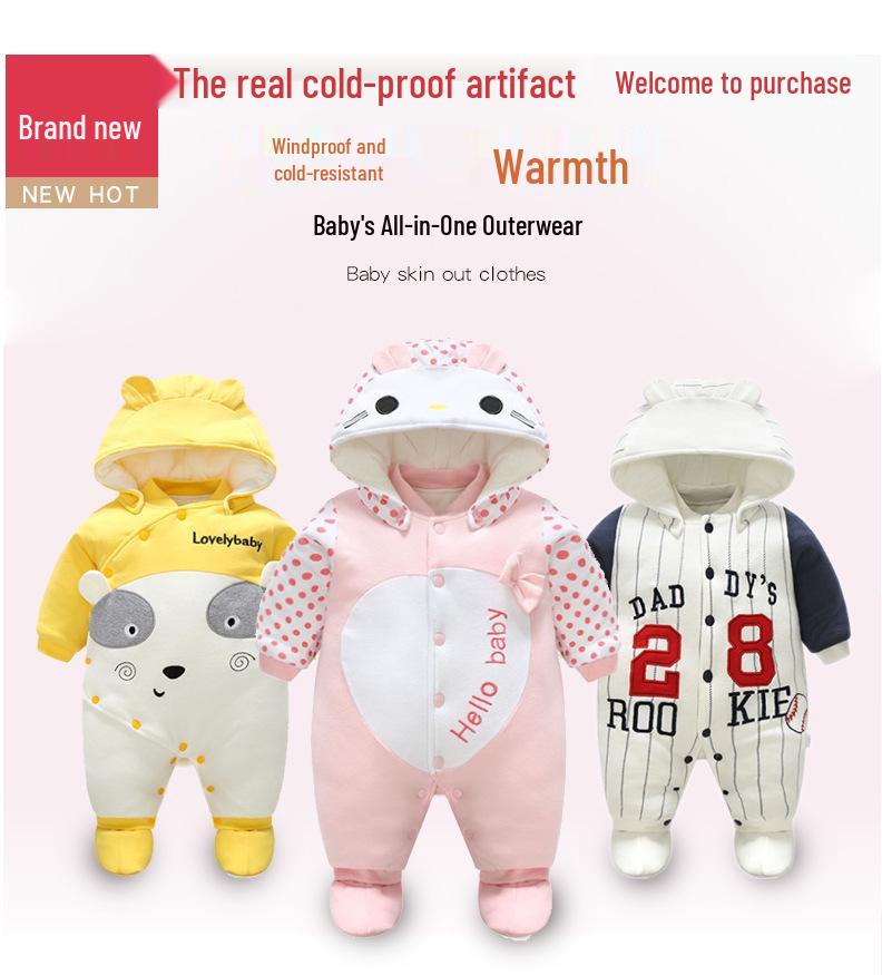 Autumn/Winter Thickened Baby Romper: Short Sleeve One-Piece for Boys & Girls