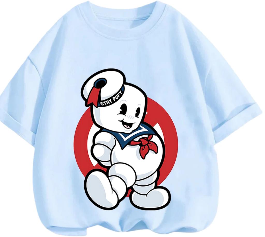 Cute Printed T Shirt Ghostbusters Trendy Cartoon Style Breathable Fabric Casual Tops For Kids 3 14 Years Old