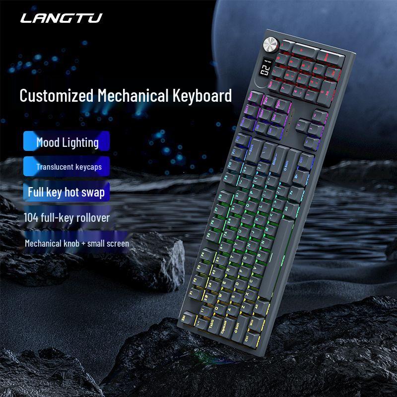 LT104 Mechanical Keyboard with Screen: Custom Wired Keyboard & Mouse Set for Gaming & Office