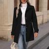 Cross-border 2025 autumn and winter new products medium and long temperament woolen coat lapel button temperament slim woolen