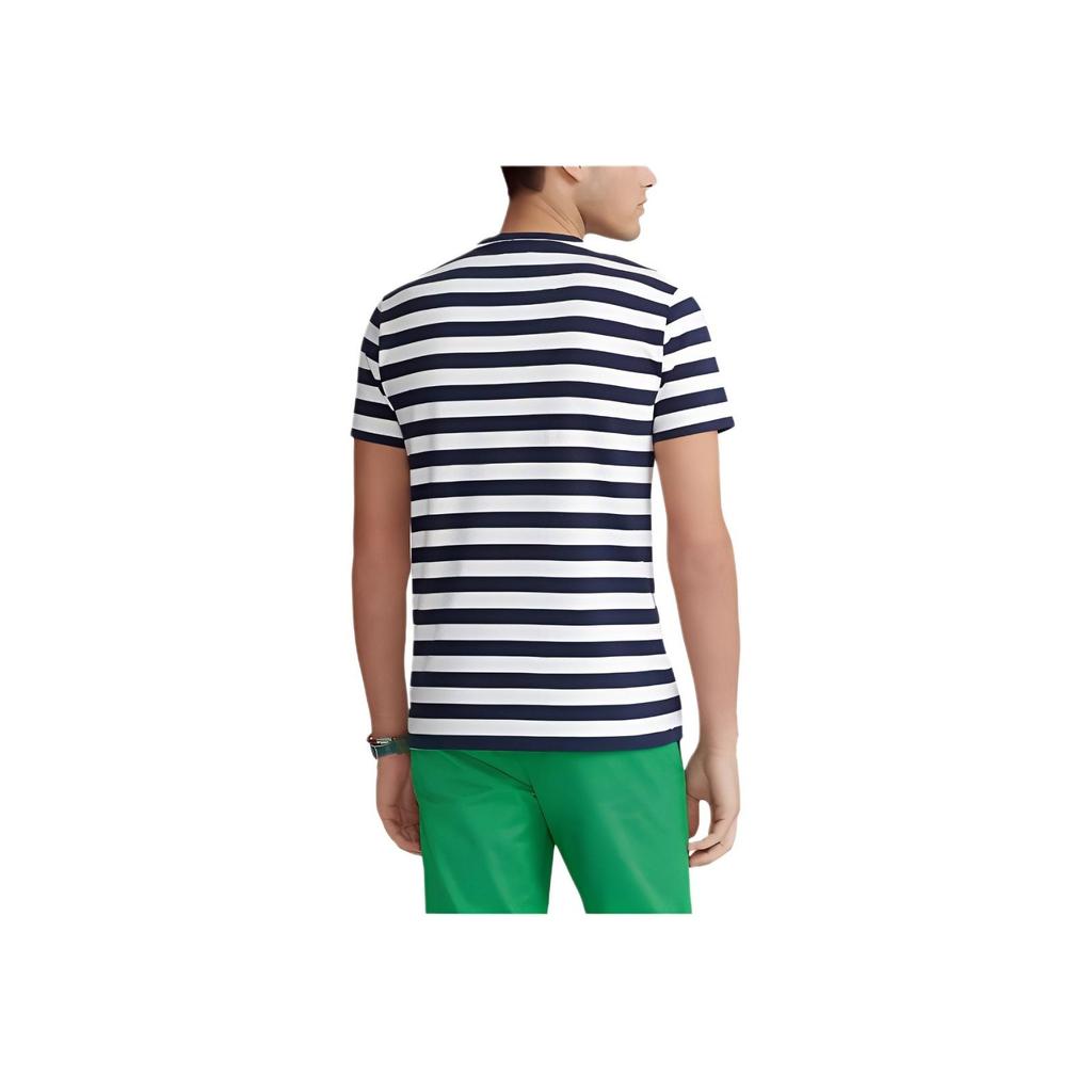Polo Ralph Lauren Ss23 Striped Color Block Crew Neck Short Sleeve T-Shirt Men Tops Navy-Blue 710843088-005