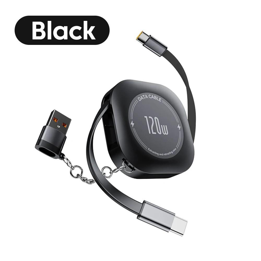 120W Fast Charging Type C to Type C Retractable Cable For iPhone 15 16 USB C Cable with Type C To USB A/Lightning Male Adapter