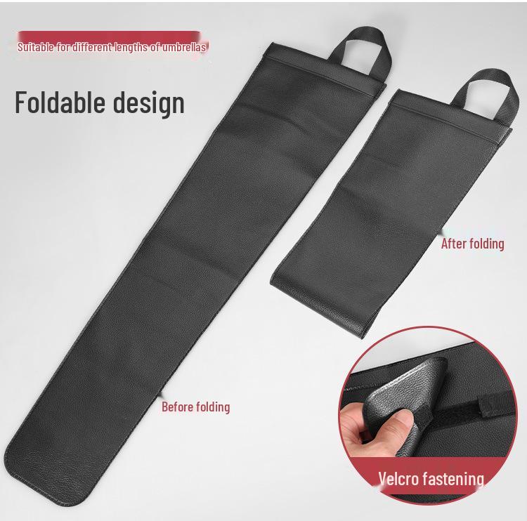 Car Umbrella Holder: Foldable Leather Storage Sleeve for Rainproof Protection