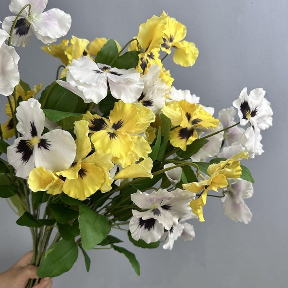 Plastic Artificial Viola Tricolor Flower Real Touch Fake Flowers  Outdoor Garden Decor