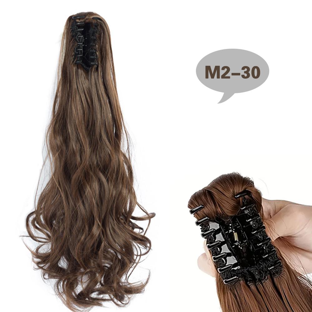 XINRAN Syntetyczny Długi Falowany Klips Pazur Kucyk Odporny na Ciepło Przedłużanie Włosów Naturalny Materiał Włosy Włókno Chemiczne Dla Pań Moda