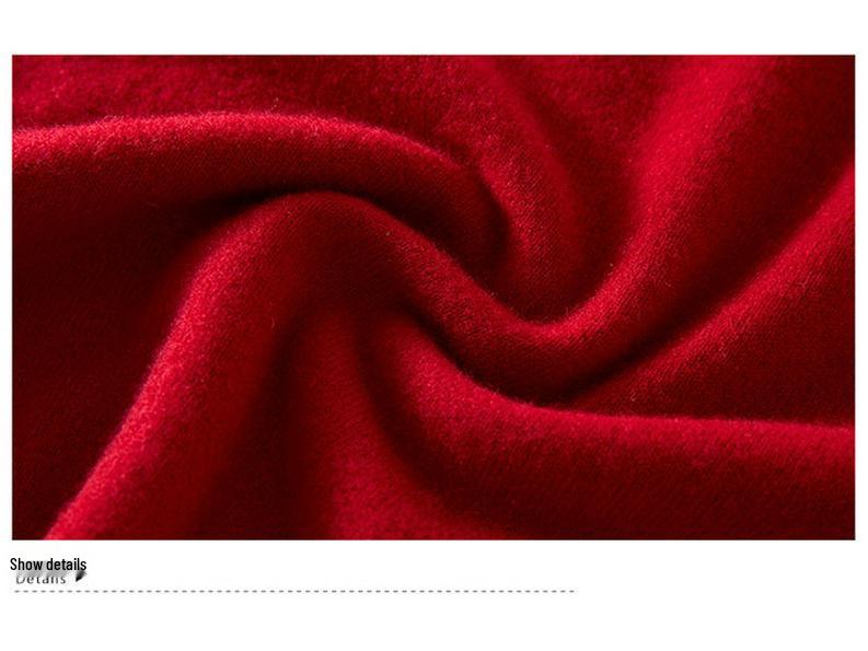 Benmingnian Red Wool Sweater for Middle-Aged Women - Plus Size Autumn/Winter Fashion Pullover